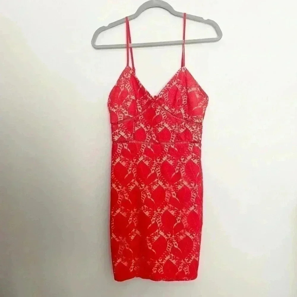 Revolve By the Way red lace mini dress medium